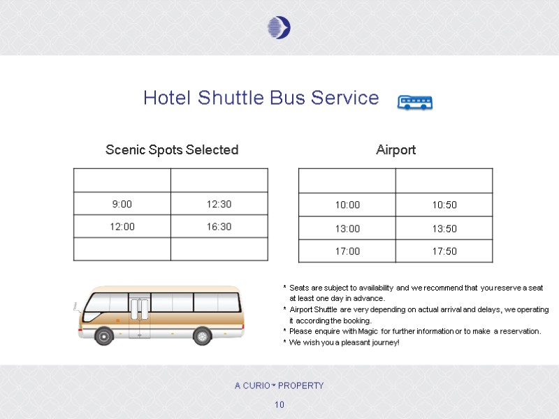 Hotel Shuttle Bus Service Scenic Spots Selected 10 Airport Seats are subject to availability